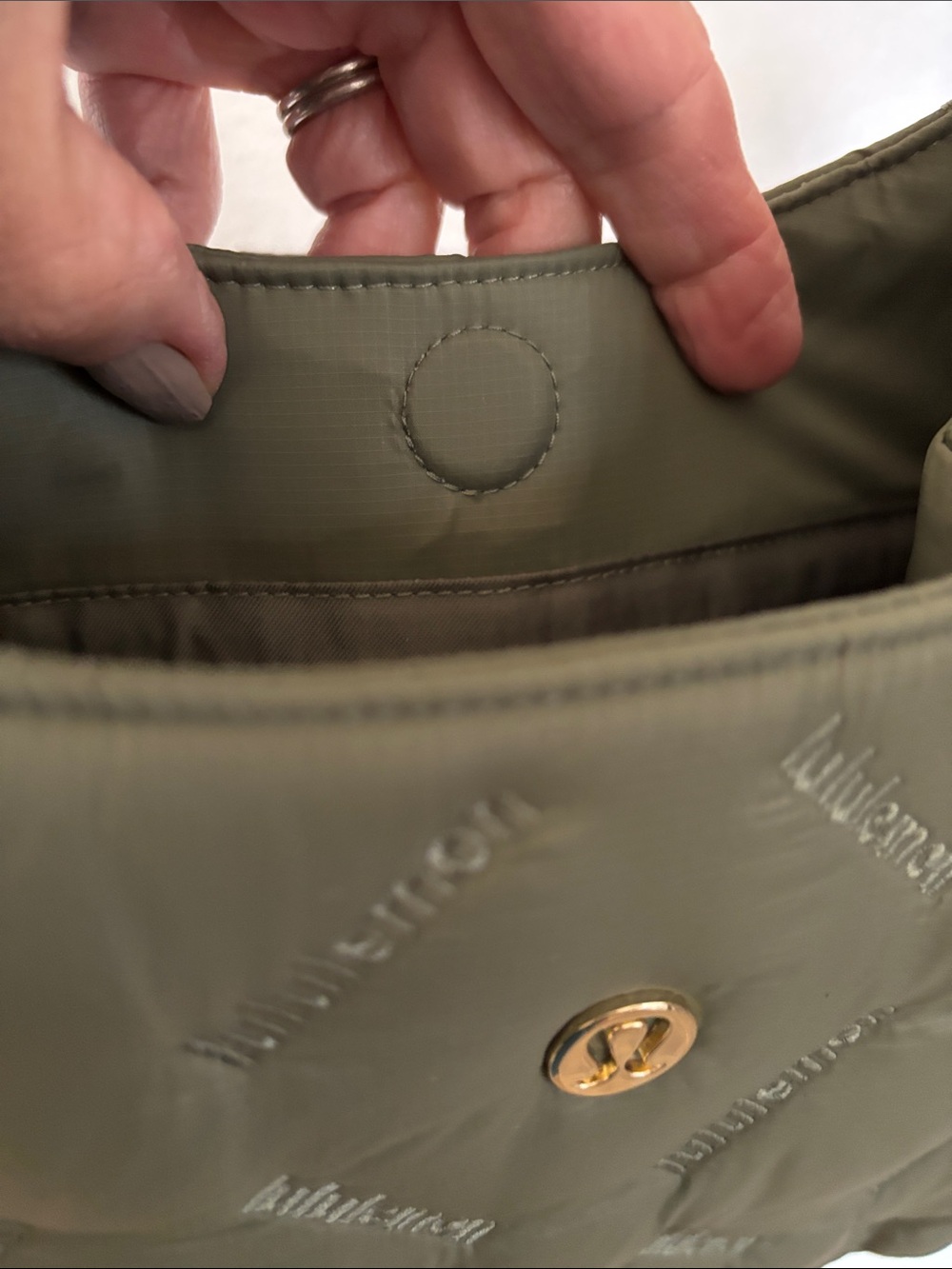 lululemon Quilty Pleasures shoulder mini Olive Green Bag - Picture 5 of 5